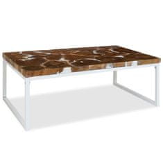 Vidaxl Klubska mizica iz tikovine in smole 110x60x40 cm