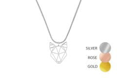 BeWooden ženska veriga Wolf Steel Pendant roza