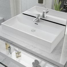 Vidaxl Umivalnik z Odprtino za Pipo Bela Keramika 76x42,5x14,5 cm