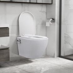 Vidaxl Viseča WC školjka brez roba z bide funkcijo keramična bela