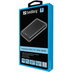 Sandberg Powerbank PowerDelivery prenosna baterija, USB-C, 100W, 38.400 mAh, črna (420-63)