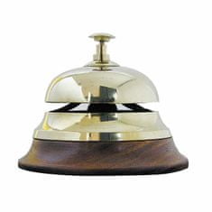Bashan Zvonec - namizni, receptorski zvonec, ponikljana medenina z lesenim podstavkom, višina 10,5cm, premer 12cm