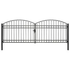 Vidaxl Vrata za ograjo, dvojna, zaobljena, jeklena, 400x125 cm