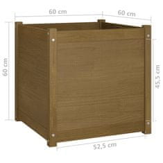 Vidaxl Vrtno cvetlično korito medeno rjavo 60x60x60 cm trdna borovina