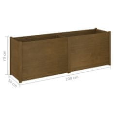 Vidaxl Vrtno cvetlično korito medeno rjavo 200x50x70 cm trdna borovina