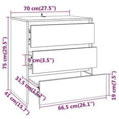 Vidaxl Komoda dimljeni hrast 70x41x75 cm iverna plošča