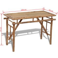 Vidaxl Zložljiva vrtna miza 120x50x77 cm bambus