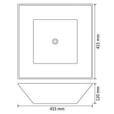 Greatstore Umivalnik Kvadratni Keramika Bele Barve 41,5x41,5x12 cm