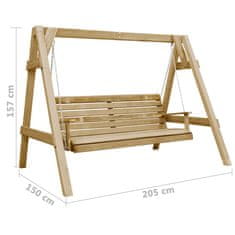 Vidaxl Vrtna gugalnica iz impregniranega borovega lesa 205x150x157 cm