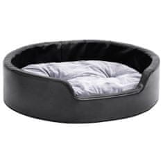 Greatstore Pasja postelja črna in siva 69x59x19 cm pliš in umetno usnje