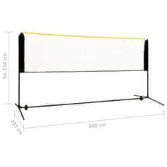 Vidaxl Nastavljiva mreža za badminton 300x103x94-158 cm kovinska
