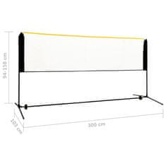 Vidaxl Nastavljiva mreža za badminton 300x103x94-158 cm kovinska