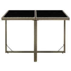 Vidaxl Vrtna miza siva 109x107x74 cm poli ratan in steklo