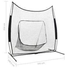 Vidaxl Vadbena mreža za baseball in softball 341x106,5x216 cm kovinska