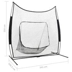 shumee Vadbena mreža za baseball in softball 341x106,5x216 cm kovinska