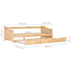 Greatstore Izvlečni posteljni okvir iz borovine 90x200 cm