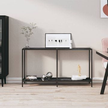 Vidaxl vidaXL Konzolna mizica črna 140x35x75,5 cm kaljeno steklo