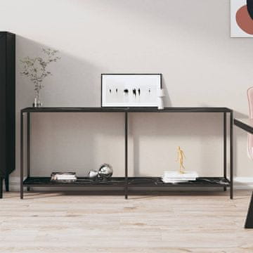 Vidaxl vidaXL Konzolna mizica črna 180x35x75,5 cm kaljeno steklo