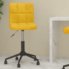 Greatstore Vrtljivi pisarniški stol, gorčične barve, oblazinjen z žametom