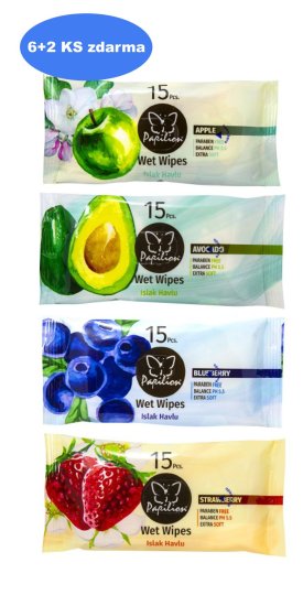 Papilion žepni vlažni robčki 15 kos Fruit Therapy (6+2 gratis)