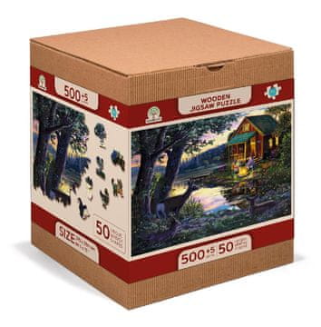 Wooden city Lesena sestavljanka Večer v hiši ob jezeru 2 v 1, 505 kosov ECO