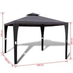 Vidaxl Paviljon s streho 3x3 m temno siv