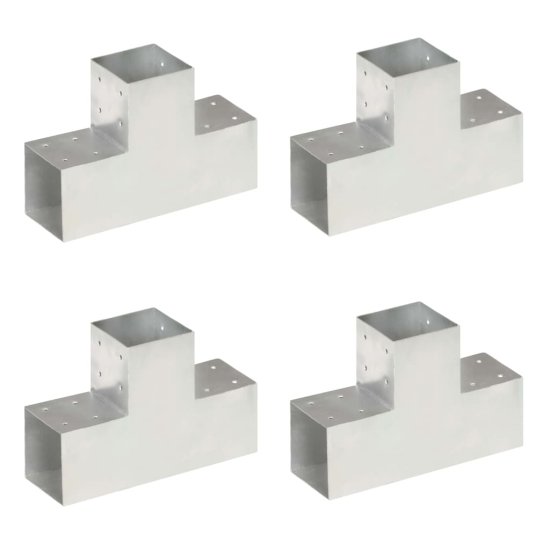 shumee vidaXL Spojniki za stebre 4 kosi T oblike pocinkana kovina 101x101 mm