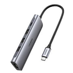 Ugreen CM136 USB-C HUB adapter 3x USB / HDMI 4K / USB-C PD 100W, siva