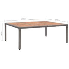 Vidaxl Vrtna miza siva 200x150x74 cm poli ratan in akacijev les