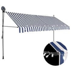 Greatstore Ročno zložljiva tenda z LED lučmi 400 cm modra in bela