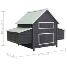 Vidaxl Kokošnjak siv 157x97x110 cm iz lesa