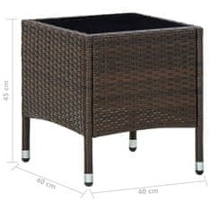 Vidaxl Vrtna miza rjava 40x40x45 cm poli ratan