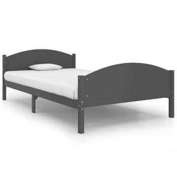 Vidaxl Posteljni okvir temno siv iz trdne borovine 120x200 cm