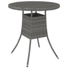 Vidaxl Vrtna miza siva 70x70x73 cm poli ratan