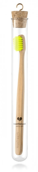 EcoHeart Bambusova krtača (izredno mehka) - rumena - v originalni stekleni škatli