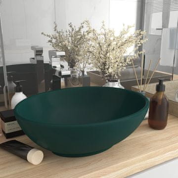 Vidaxl vidaXL Luksuzni ovalni umivalnik mat temno zelen 40x33 cm