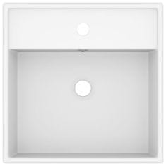 Vidaxl Razkošen umivalnik kvadraten mat bel 41x41 cm keramičen