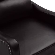 Vidaxl Dvigljiv masažni fotelj, zložljiv, črn, sijajni, eko usnje