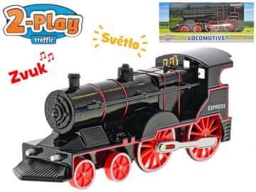 2-Play Prometna lokomotiva kovinska 14 cm z vzvratno vožnjo na baterije s svetlobo in zvokom