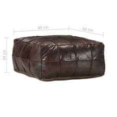 Vidaxl Tabure temno rjav 60x60x30 cm pravo kozje usnje