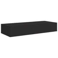 shumee Stenska polica s predalom 2 kosa črna 60x23,5x10 cm mediapan
