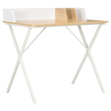 Vidaxl vidaXL Pisalna miza, bela in naravna, 80 x 50 x 84 cm