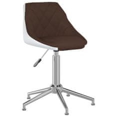 Vidaxl Vrtljivi pisarniški stol, rjava in bela barva, umetno usnje