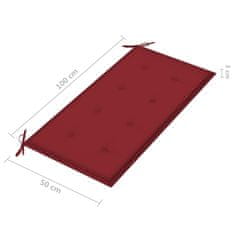 Vidaxl Vrtna klop z vinsko rdečo blazino 112 cm trdna tikovina