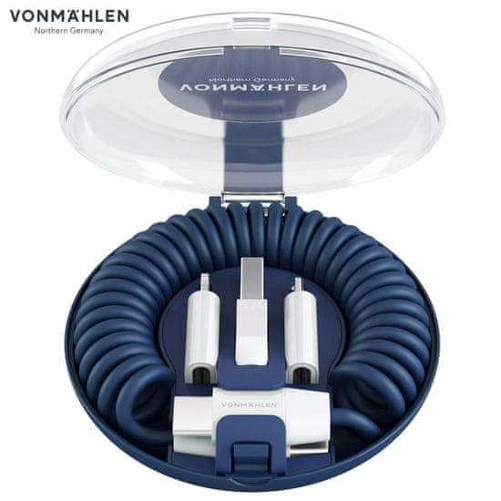 Vonmählen Vonmählen Allroundo C univerzalni 6v1 kabel za polnjenje, USB-C / USB-A / Micro-USB / Lightning, hitro polnjenje, 75 cm, moder