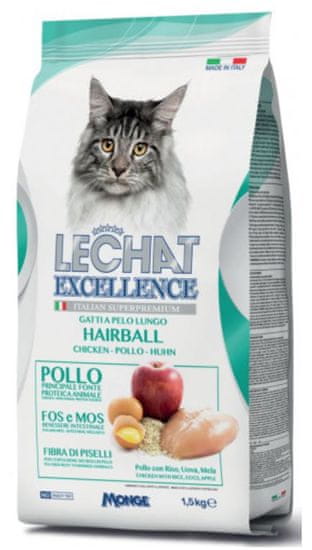 LECHAT EXCELLENCE Hairball briketi za mačke proti dlačnim kepicam, s piščancem, 1,5 kg
