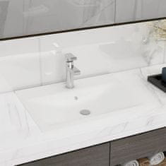 Vidaxl Keramični umivalnik pravokoten bel z odprtino za pipo 60x46 cm