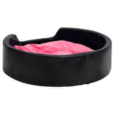 Greatstore Pasja postelja črna in roza 99x89x21 cm pliš in umetno usnje