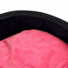 Greatstore Pasja postelja črna in roza 99x89x21 cm pliš in umetno usnje