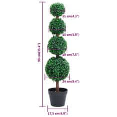 Vidaxl Umetni pušpan z loncem okrogel zelene barve 90 cm